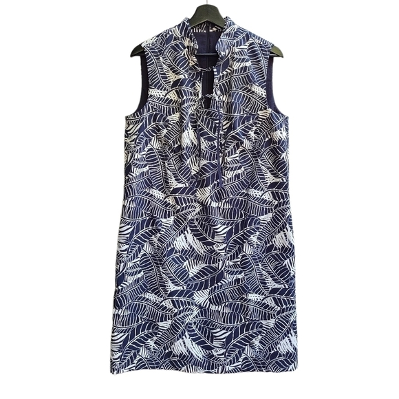 Brooks Brothers Blue Palm Print Dress - Picture 1 of 10